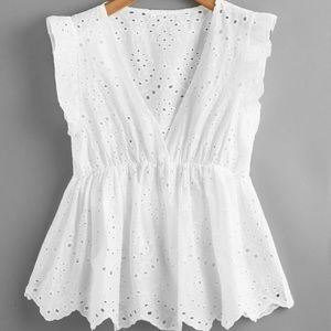 Embroidered White Flower Shirt.